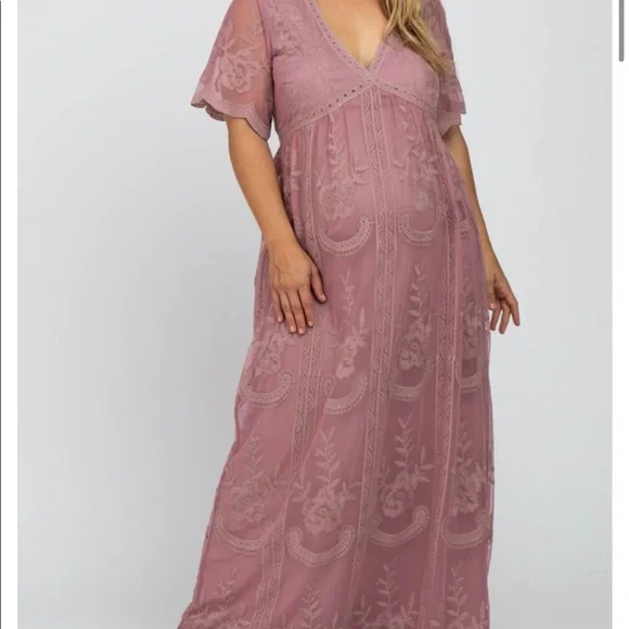 Pinkblush | Dresses | Pinkblush Mauve Lace Mesh Overlay Plus Maternity Maxi  Dress | Poshmark
